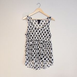 Ultra Flirt Sheer Rose And Polkadot Peplum Tank